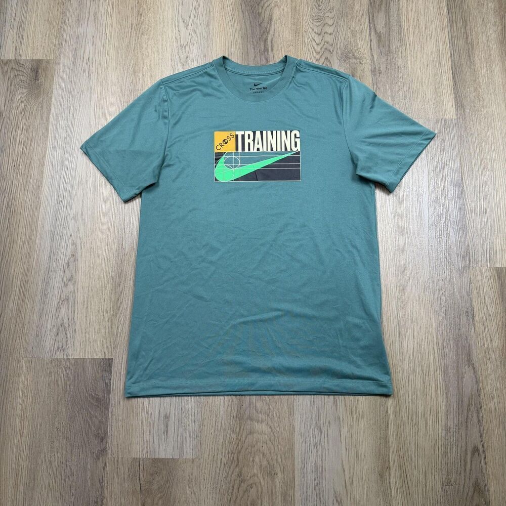 Nike Cross Training Shirt Mens Medium Green Dri-FIT Graphic Athletic Tee
